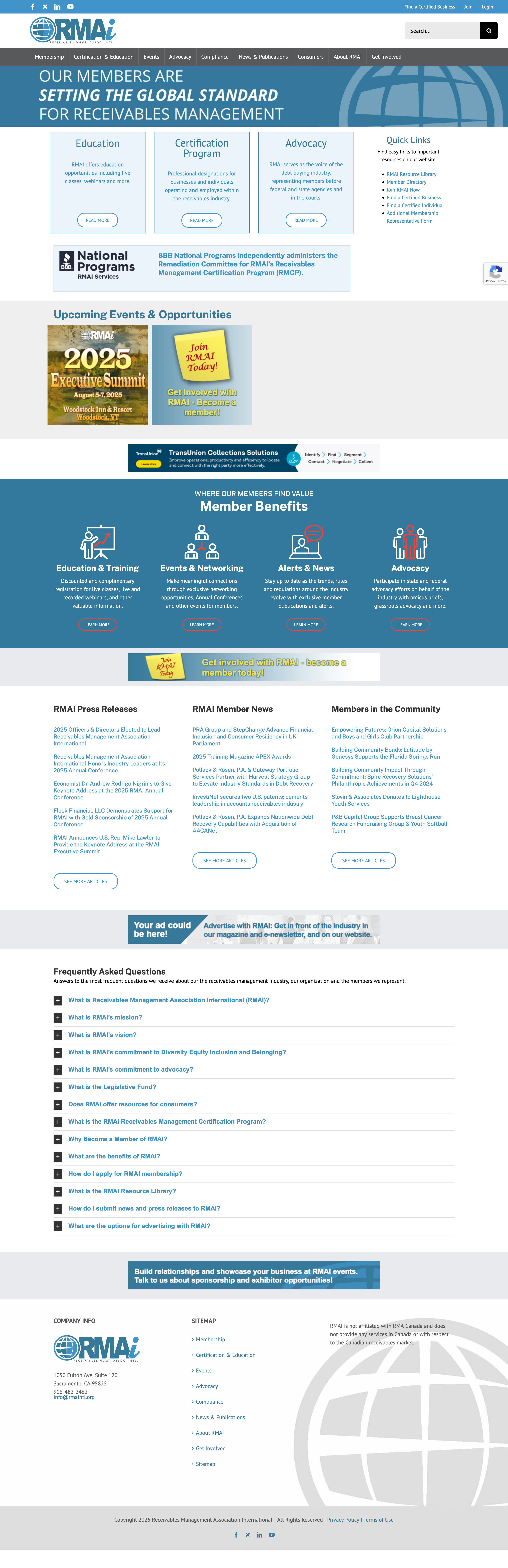 Homepage for Receivables Management Association International